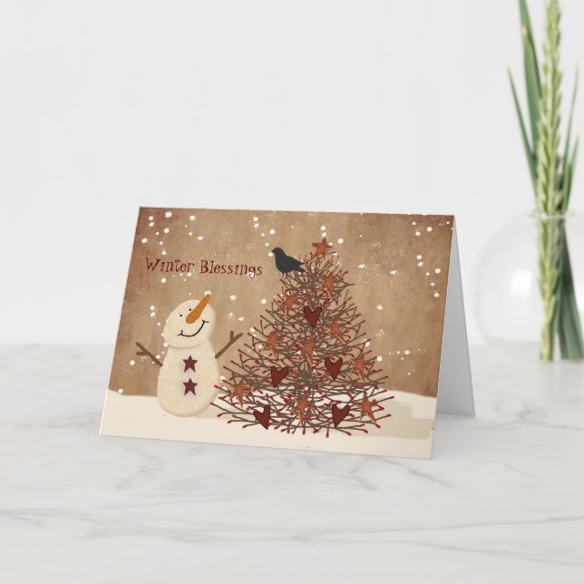 Wintersegmente Weihnachtskarte Feiertagskarte (Vorderseite)