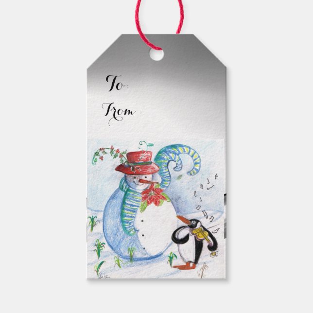 WINTERSERENADE VON SNOWMAN UND PENGUIN GESCHENKANHÄNGER (Vorderseite)