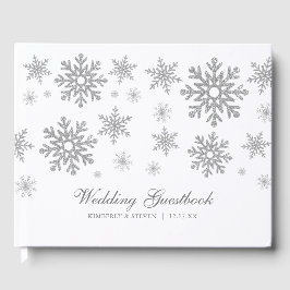 WinterSilberschneeflocken Hochzeit Gästebuch