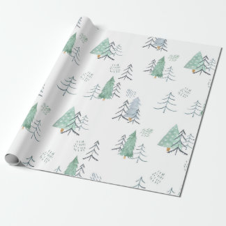 Winterskandinavisches Baummuster handgemalt Geschenkpapier