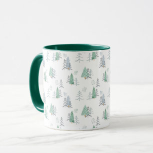 Winterskandinavisches Baummuster handgemalt Tasse