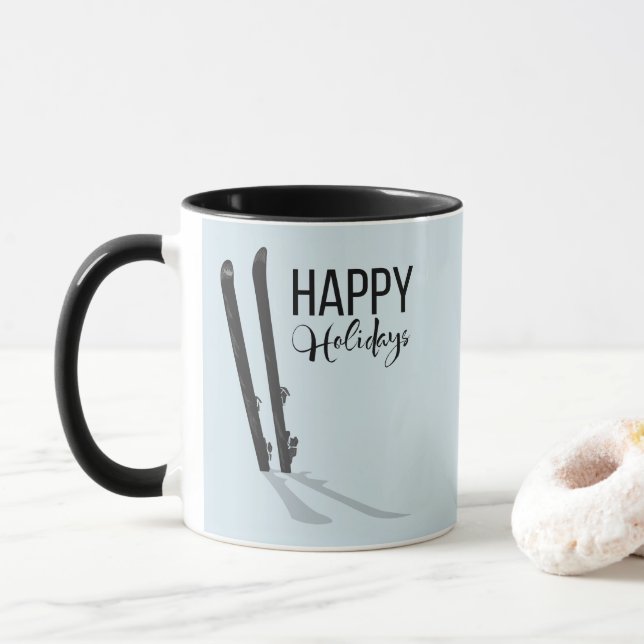 Winterski Happy Holidays Kaffeepause Tasse (Mit Donut)
