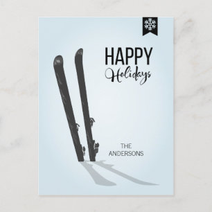 Winterski Happy Holidays Weihnachten Postkarte