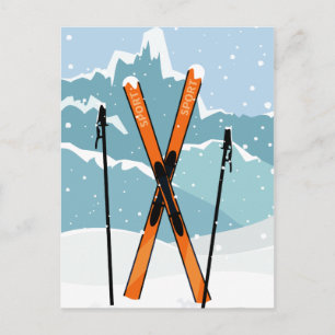 Winterski-Postkarte Postkarte