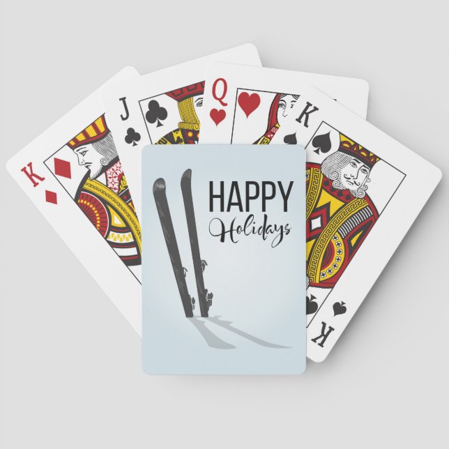 Winterskifahren Happy Holidays Playing Cards Spielkarten (Rückseite)