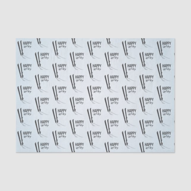 Winterskifahren Happy Holidays - Tissue Seidenpapier (Vorderseite)