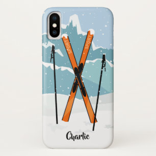 Winterskifahren individuelle Name Telefongehäuse iPhone X Hülle