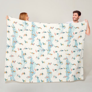 Winterskifahren Schneeberge Muster Sport Fleecedecke