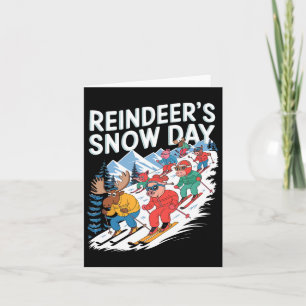 Winterskifahrer Rentier Schneetag Karte