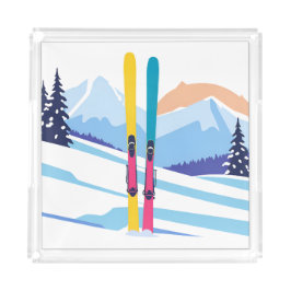 Winterskigebirge Acryl Tablett
