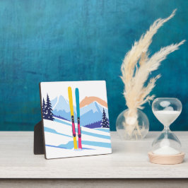 Winterskigebirge Fotoplatte