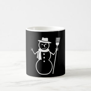 Wintersnowman-Schal-Hut-Besen-Schwarzweiss-Tasse Tasse