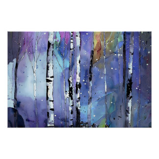 Wintersong im Birkenwald Poster
