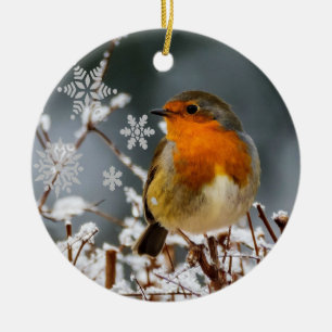 Wintersonne mit Robin Bird Keramik Ornament