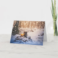 Wintersonne mit Schnee und Kerzen im Wald
