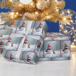 Wintersonne mit Schneemann Geschenkpapier