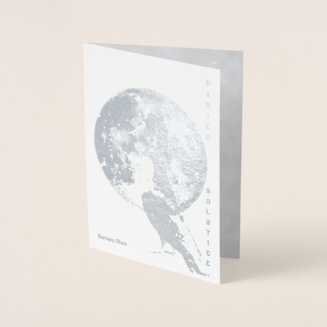 Wintersonne: Mond und Taube Folienkarte (Vorderseite)