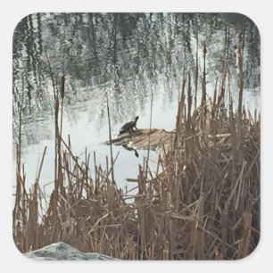 Wintersonne Quadratischer Aufkleber