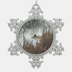 Wintersonne Schneeflocken Zinn-Ornament