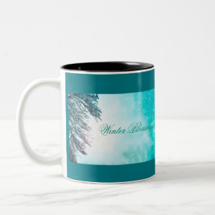 Wintersonne und Schnee "Wintersegmente" Zweifarbige Tasse