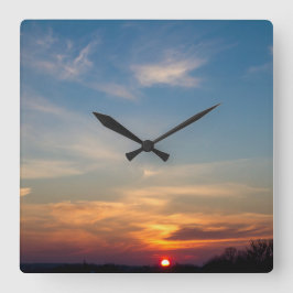 Wintersonnenhimmel Quadratische Wanduhr