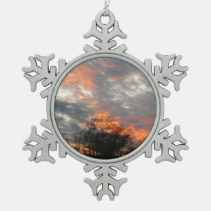 Wintersonnenlandschaft Fotografie Schneeflocken Zinn-Ornament