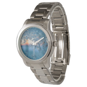 Wintersonnenlicht durch Mattiertes Eiskristall Armbanduhr