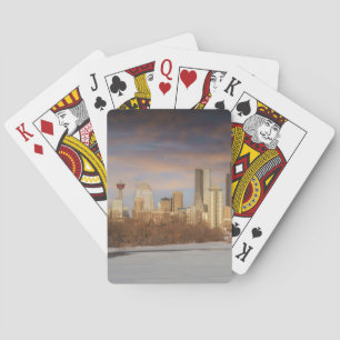Wintersonnenszene an der Calgary Skyline Spielkarten