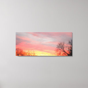 Wintersonnenuntergang auf überfüllten Canvas Leinwanddruck