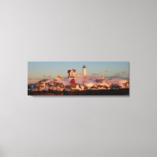 Wintersonnenuntergang bei Nubble Light Leinwanddruck