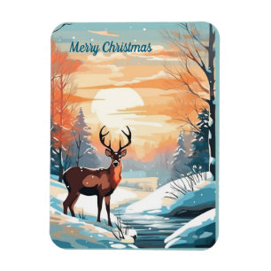Wintersonnenuntergangskarte Magnet