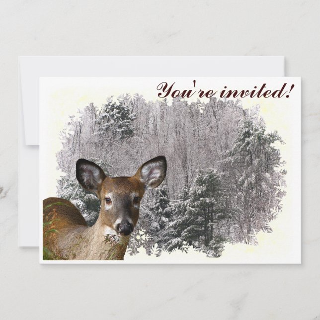 Wintersonnenwende Einladung von Hirschen und Frost (Vorderseite)