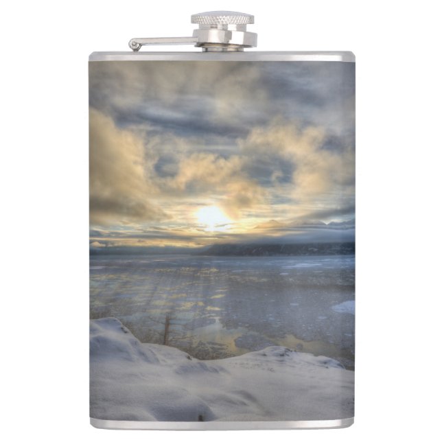 Wintersonnenwende Turnagain Arm Flachmann (Vorderseite)