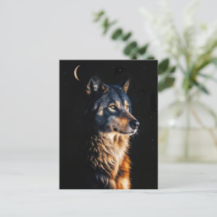 Wintersonnenwende Wolf Wölfe Mondsichel Julfest Feiertagspostkarte