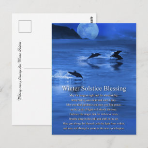 Wintersonnenwende Yule mit Delfinen Postkarte