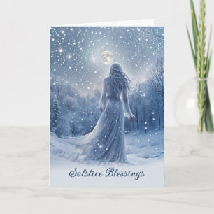 Wintersonnenwende Yule Schnee und Mond Sterne Sege Karte