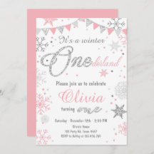 Wintersonntag Einladung zum Geburtstag Rosa Silber