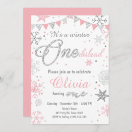 Wintersonntag Einladung zum Geburtstag Rosa Silber