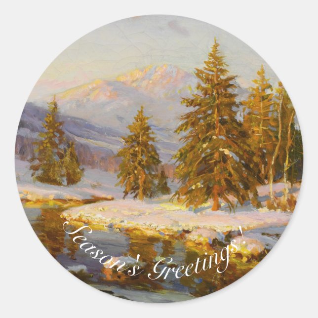 Wintersonntag im Constantin Westchiloff Art Runder Aufkleber (Vorderseite)