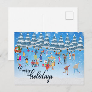 Winterspass Feierliche Grüße Feiertag Postkarte