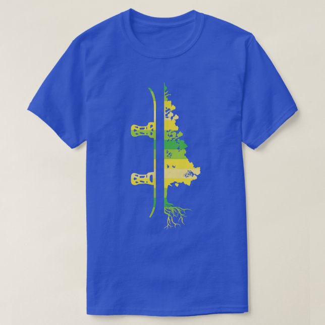 Winterspiele Funny Mountain Snowboarden Pine Tree T-Shirt (Design vorne)