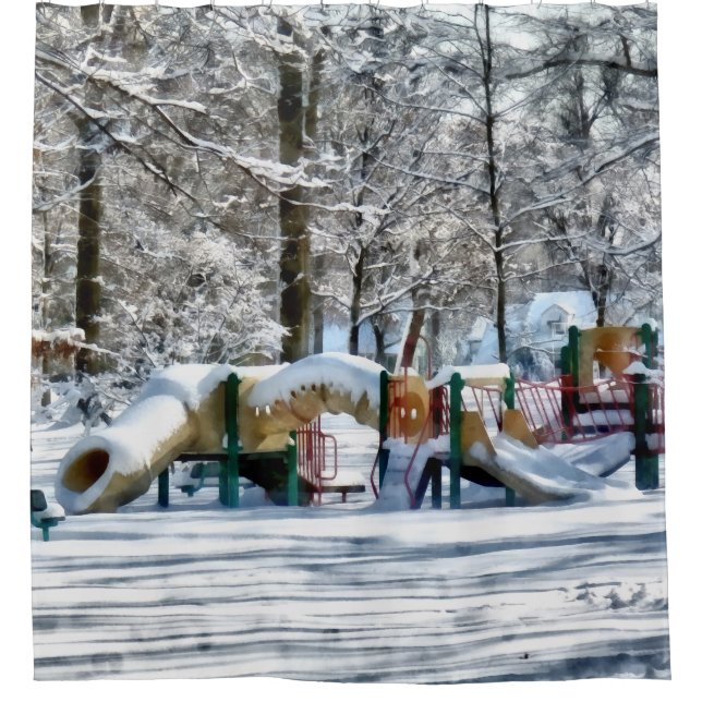 Winterspielplatz Duschvorhang (Vorderseite)