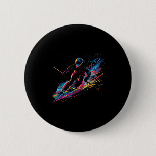 Wintersport Alpin Farbspritzer Skifahrer Schnee Sk Button