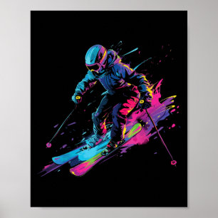 Wintersport Alpin Farbspritzer Skifahrer Schnee Sk Poster