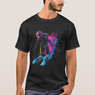 Wintersport Alpin Farbspritzer Skifahrer Schnee Sk T-Shirt