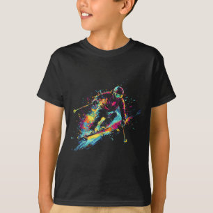 Wintersport Alpin Farbspritzer Skifahrer Schnee Sk T-Shirt
