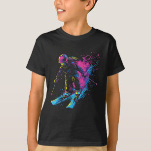 Wintersport Alpin Farbspritzer Skifahrer Schnee Sk T-Shirt