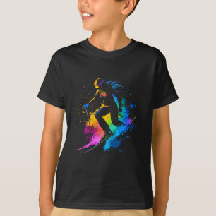 Wintersport Alpin Farbspritzer Skifahrer Schnee Sk T-Shirt