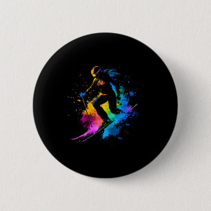 Wintersport Alpin Malerei Splash Skifahrer Schnee  Button