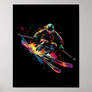 Wintersport Alpin Malerei Splash Skifahrer Schnee Poster